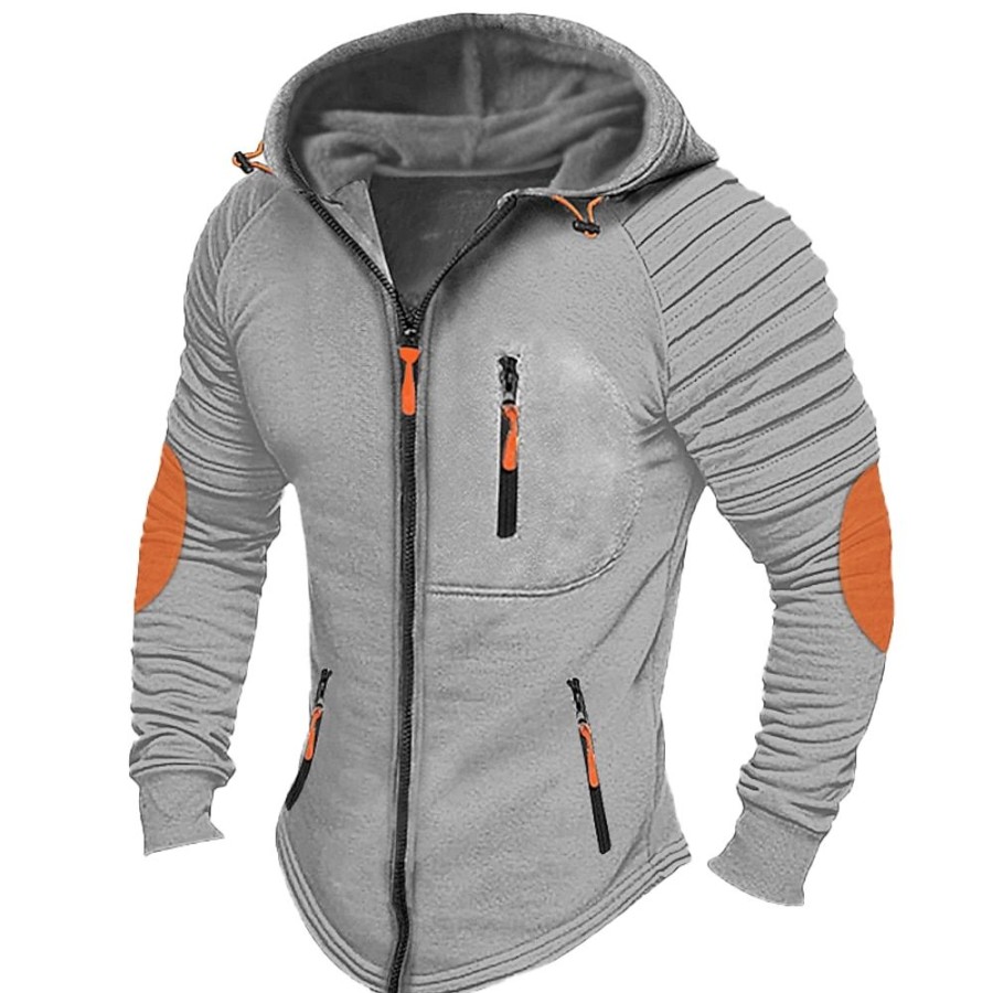 Sweats A Capuche Et Sweat-Shirts LITB | Homme Sweat A Capuche Sweat A Capuche Zippe Capuche Plein Patchwork Poche Bloc De Couleur Sport & Loisir Du Quotidien Vacances Vetement De Rue Frais Decontractees