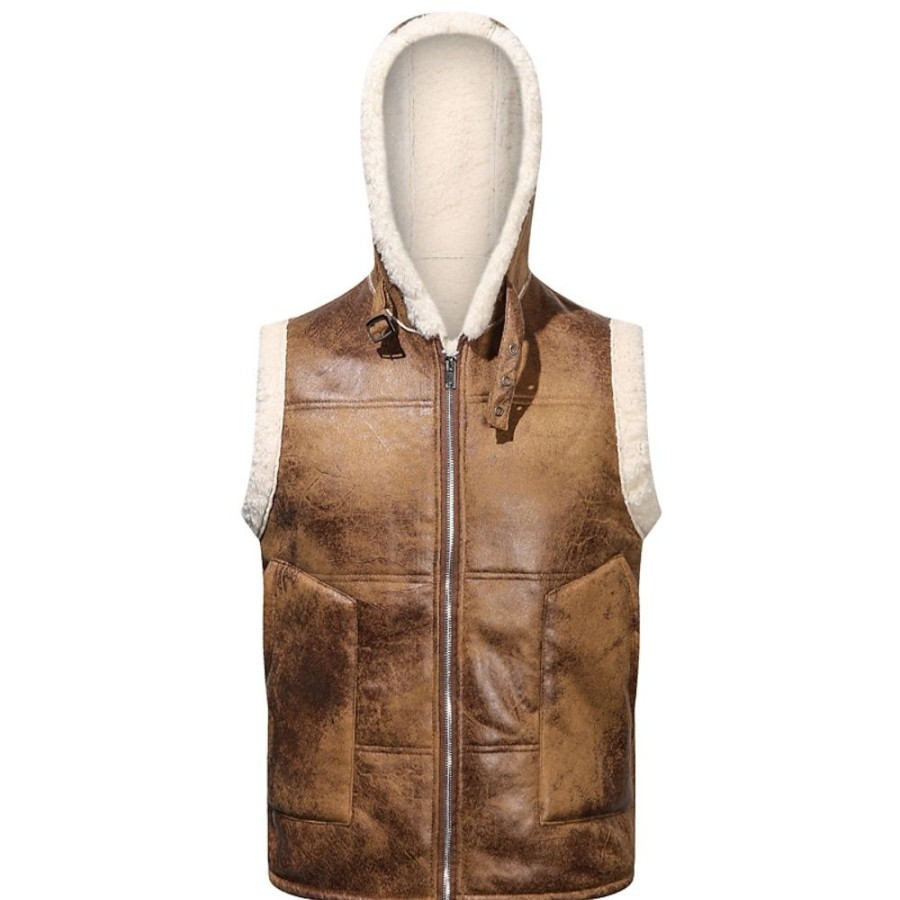 Vetements D'Exterieur Pour Hommes LITB | Homme Gilet Exterieur Usage Quotidien Vacances Sortie Mode Basique Automne Hiver Zippe Poche Polyester Chaud Plein Fermeture Eclair Capuche Standard Gilet