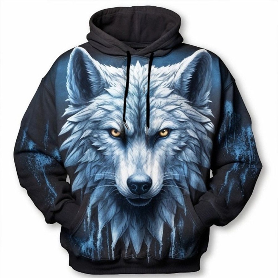 Sweats A Capuche Et Sweat-Shirts LITB | Graphic Animal Homme Mode 3D Effet Sweat A Capuche Sport Exterieur Vacances Vetement De Rue Sweats A Capuche Manche Longue Capuche Imprimer Poche Avant Printemps & Automne Designer Sweat Bleu