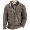 Sweats A Capuche Et Sweat-Shirts LITB | Homme Sweat Shirt Sweat-Shirt Quart De Fermeture Eclair Demi Fermeture Eclair Plein Poche Sport & Loisir Du Quotidien Vacances Vetement De Rue Basique Decontractees Automne Hiver Vetement Tenue Marron