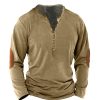 T-Shirts Et Debardeurs Pour Hommes LITB | Homme T Shirt Tee Chemise Henley Shirt T-Shirt Chemise A Manches Longues Bloc De Couleur Henley Plein Air Vacances Manche Longue Patchwork Vetement Tenue Mode Design Basique