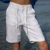 Bas Pour Hommes LITB | Homme Short Short En Lin Short D Ete Poche Cordon Jambe Droite Plein Confort Respirable Court Casual Du Quotidien Vacances Melange De Lin & Coton Mode Design