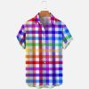 Chemises Pour Hommes LITB | Plaid A Imprime Lgbt Decontractees Homme Chemise Usage Quotidien Sortie Fin De Semaine Automne Col Rabattu Manches Courtes S, M, L Tissu Extensible Dans Les 4 Sens Chemise Arc-En-Ciel