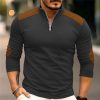 T-Shirts Et Debardeurs Pour Hommes LITB | Homme T Shirt Tee Demi-Chemise Zippee T-Shirt Chemise A Manches Longues Bloc De Couleur Quarter Zip Plein Air Vacances Manche Longue Patchwork Vetement Tenue Mode Design Basique