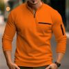 T-Shirts Et Debardeurs Pour Hommes LITB | Homme T Shirt Tee T-Shirt Chemise A Manches Longues Plein Quarter Zip Plein Air Vacances Manche Longue Poche Avant Vetement Tenue Mode Design Basique Halloween