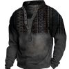 Sweats A Capuche Et Sweat-Shirts LITB | Homme Grande Taille Sweat-Shirt Grand Et Grand Geometrique Col Mao Manches Longues Printemps Ete Vetement De Rue Design Casual Grand Et Grand Casual Du Quotidien Hauts Gris Fonce