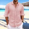 Boutique De Linge LITB | Homme Chemise Lin Chemise Boutonnee Chemise Decontractee Chemisette Chemise D Ete Chemise De Plage Manche Longue Plein Printemps Ete Casual Du Quotidien Vetement Tenue