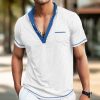 T-Shirts Et Debardeurs Pour Hommes LITB | Homme Chemise Henley Gaufree Chemise Henley Shirt T-Shirt Plein Col V Plein Air Vacances Manches Courtes Vetement Tenue Mode Design Basique