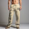 Boutique De Linge LITB | Graphic Floral Retro Vintage Decontractees Homme Pantalon En Lin Pantalon Usage Quotidien Vacances Sortie Coton Lin S M L Taille Mediale Elasticite Pantalon