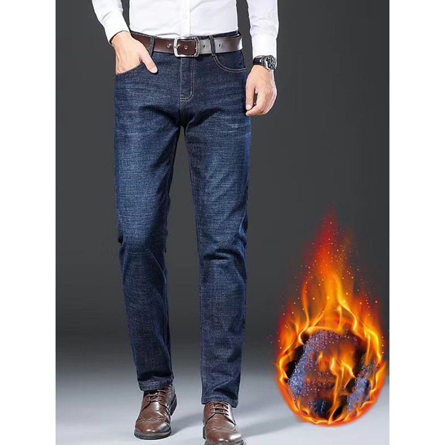 Bas Pour Hommes LITB | Homme Jeans Pantalon En Molleton Pantalons D Hiver Pantalon Pantalons En Denim Poche Plein Confort Respirable Exterieur Du Quotidien Sortie Mode Decontractees