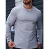 T-Shirts Et Debardeurs Pour Hommes LITB | Homme T Shirt Tee T-Shirt En Tricot T-Shirt Chemise A Manches Longues Plein Col Ras Du Cou Plein Air Vacances Manche Longue Vetement Tenue Mode Design Basique Gris