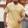 T-Shirts Et Debardeurs Pour Hommes LITB | Homme T Shirt Tee T-Shirt En Tricot Gaufre T-Shirt Bloc De Couleur Col Ras Du Cou Plein Air Vacances Manches Courtes Patchwork Tricote Vetement Tenue Mode Design Basique Kaki