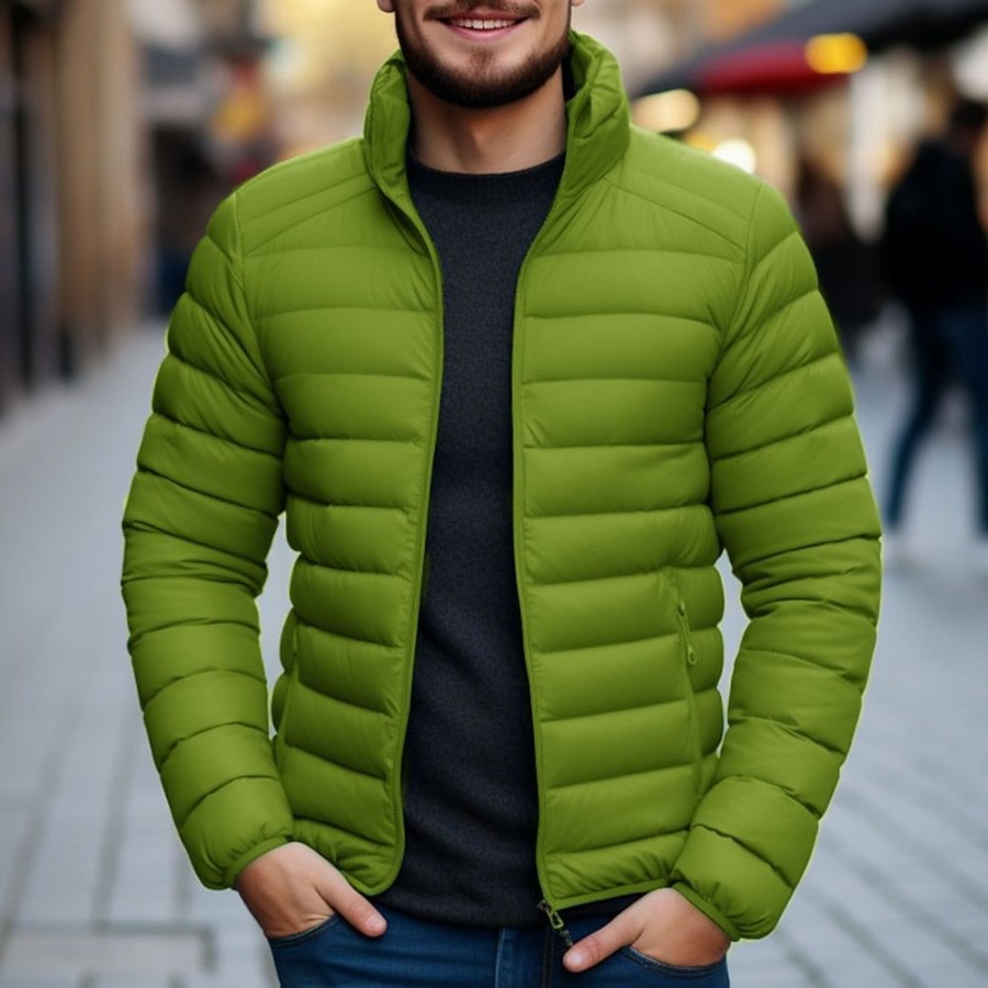 Vetements D'Exterieur Pour Hommes LITB | Homme Doudoune Veste Matelassee Zippe Poche Polyester Poche Bureau Et Carriere Rendez-Vous Casual Quotidien Normal Garder Au Chaud Exterieur Pour Tous Les Jours Des Sports Hiver Plein