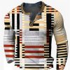 T-Shirts Et Debardeurs Pour Hommes LITB | Graphic Geometrique Mode Design Decontractees Homme 3D Effet Chemise Henley Shirt T-Shirt Gaufre Sport Exterieur Vacances Festival T-Shirt Manche Longue Henley Chemise Printemps