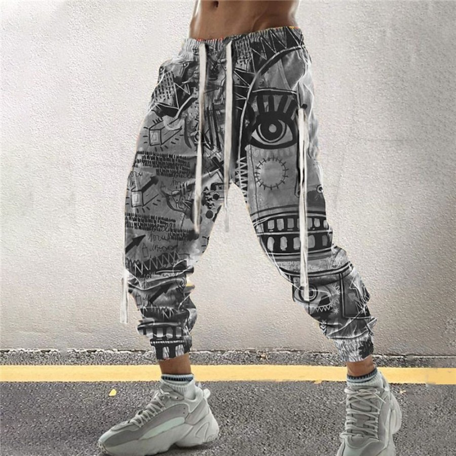 Bas Pour Hommes LITB | Homme Joggings Pantalon Jogger Pantalon Cordon Taille Elastique Impression 3D Abstrait Imprimes Photos Confort Sport Exterieur Casual Du Quotidien Melange De Coton Vetement De Rue Design