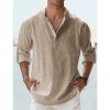 Chemises Pour Hommes LITB | Homme Chemise Chemise Lin Chemisette Chemise D Ete Chemise De Plage Manche Longue Plein Mao Printemps Ete Hawaien Vacances Vetement Tenue Basique