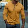 T-Shirts Et Debardeurs Pour Hommes LITB | Homme T Shirt Tee Chemise Henley Shirt T-Shirt En Tricot Gaufre T-Shirt Chemise A Manches Longues Bloc De Couleur Manches Raglan Henley Plein Air Vacances Manche Longue Vetement Tenue Mode Design