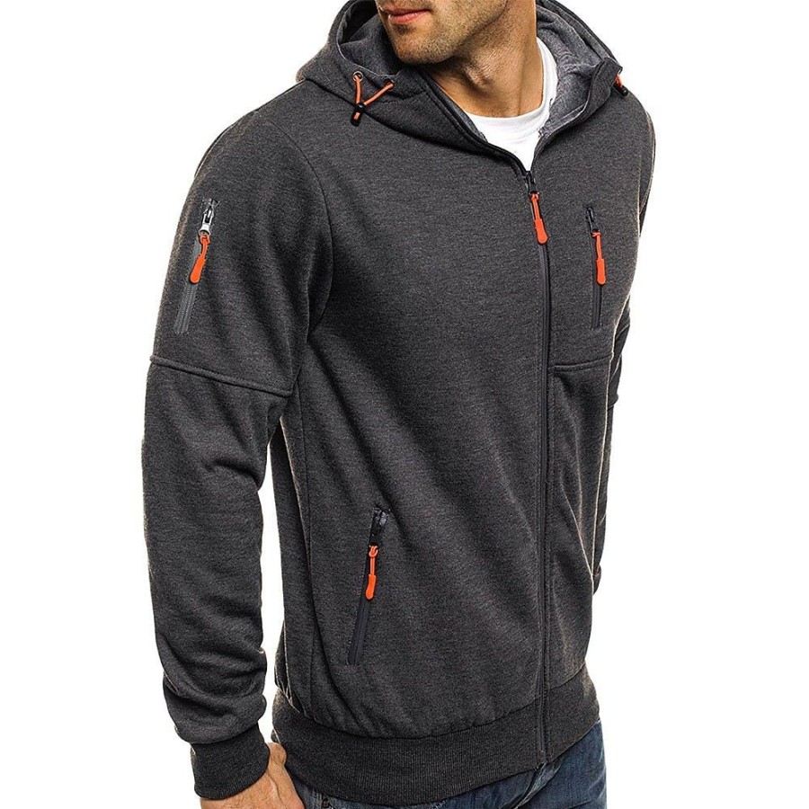 Sweats A Capuche Et Sweat-Shirts LITB | Homme Sweat A Capuche Sweat A Capuche Zippe Veste De Survetement Capuche Bloc De Couleur Zippe Frais Hiver Vetement Tenue Pulls Capuche Pulls Molletonnes