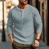 T-Shirts Et Debardeurs Pour Hommes LITB | Homme T Shirt Tee Chemise Henley Shirt T-Shirt En Tricot Gaufre T-Shirt Chemise A Manches Longues Plein Manches Raglan Henley Plein Air Vacances Manche Longue Vetement Tenue Mode Design Basique