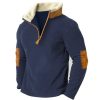 Sweats A Capuche Et Sweat-Shirts LITB | Homme Sweat Shirt Sweat-Shirt Quart De Fermeture Eclair Col Mao Plein Patchwork Bloc De Couleur Sport & Loisir Du Quotidien Vacances Vetement De Rue Basique Decontractees Automne Hiver Bleu Marine