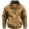 Sweats A Capuche Et Sweat-Shirts LITB | Homme Sweat Shirt Col Mao Plein Poche Sport & Loisir Du Quotidien Vacances Retro Decontractees Polaire Fine Automne Hiver Vetement Tenue Pulls Capuche Pulls Molletonnes Marron