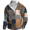 Sweats A Capuche Et Sweat-Shirts LITB | Graphic Plaid Homme Du Quotidien 3D Effet Sweat Shirt Vacances Sortie Vetement De Rue Sweats Manche Longue Quarter Zip Imprimer Toison Automne Hiver Designer Sweat A Capuche