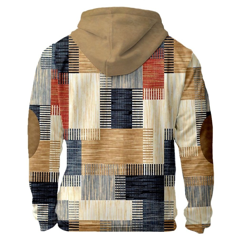 Sweats A Capuche Et Sweat-Shirts LITB | Patchwork Veste Hommes Graphique A Capuche Imprime Quotidien Classique Decontracte 3D Polaire Vetements D Exterieur Vacances Aller Sweats A Capuche Long Plaid Hiver Laine