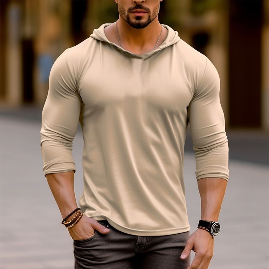 T-Shirts Et Debardeurs Pour Hommes LITB | Homme Chemise Henley Shirt T-Shirt Chemise A Manches Longues Plein Capuche Plein Air Vacances Manche Longue Vetement Tenue Mode Design Basique