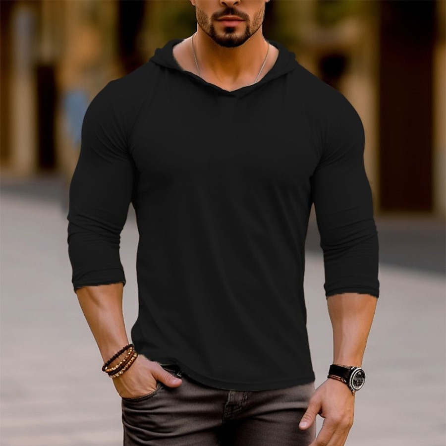 T-Shirts Et Debardeurs Pour Hommes LITB | Homme Chemise Henley Shirt T-Shirt Chemise A Manches Longues Plein Capuche Plein Air Vacances Manche Longue Vetement Tenue Mode Design Basique