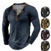 T-Shirts Et Debardeurs Pour Hommes LITB | Homme Chemise Henley Shirt Tee Chemise A Manches Longues Henley Grande Taille Casual Des Sports Manche Longue Bouton Bas Imprimer Vetement Tenue Mode Vetement De Rue Basique Confortable