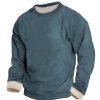 Sweats A Capuche Et Sweat-Shirts LITB | Homme Sweat Shirt Lin Sherpa Col Ras Du Cou Plein Sport & Loisir Du Quotidien Vacances Retro Vintage Vetement De Rue Decontractees Automne Hiver Vetement Tenue Pulls Capuche Pulls Molletonnes Bleu