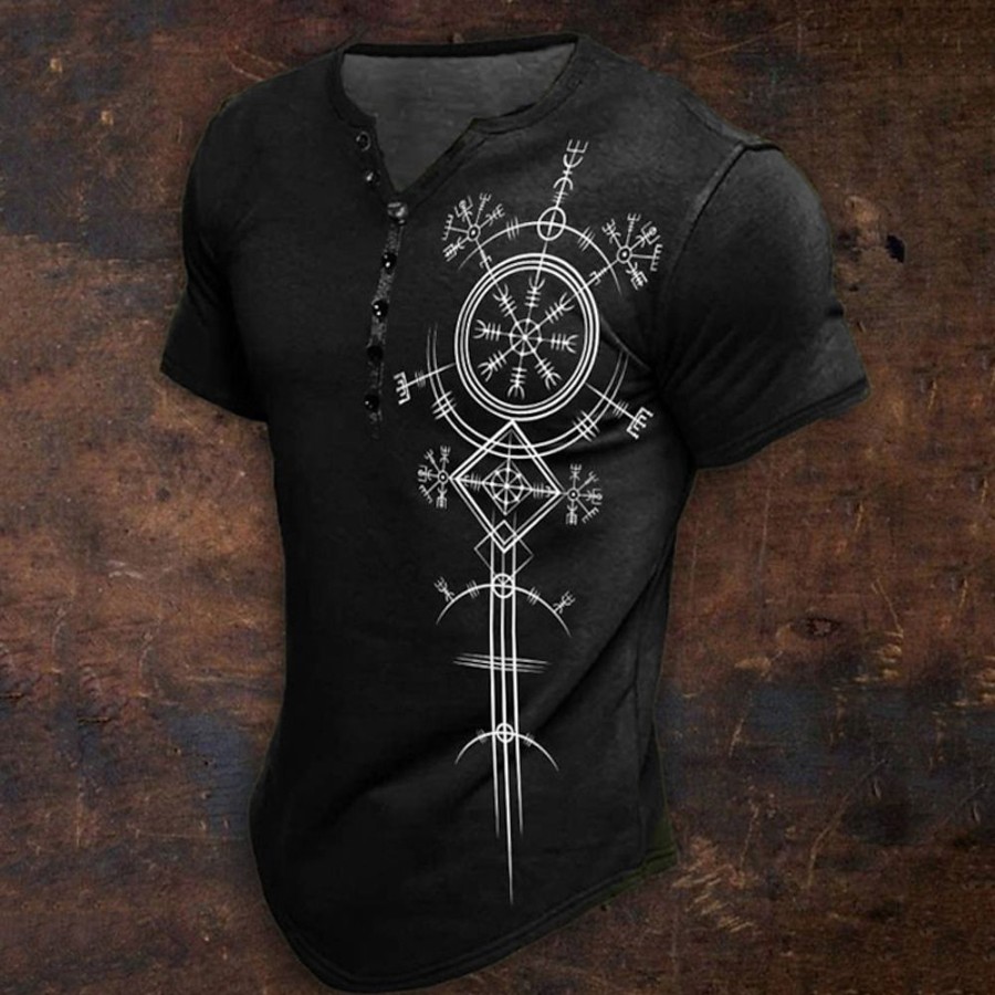 T-Shirts Et Debardeurs Pour Hommes LITB | Graphic Viking Du Quotidien Retro Vintage Classique Homme 3D Effet T Shirt Tee Chemise Henley Shirt Sport Exterieur Vacances Sortie T-Shirt Manche Courte Henley