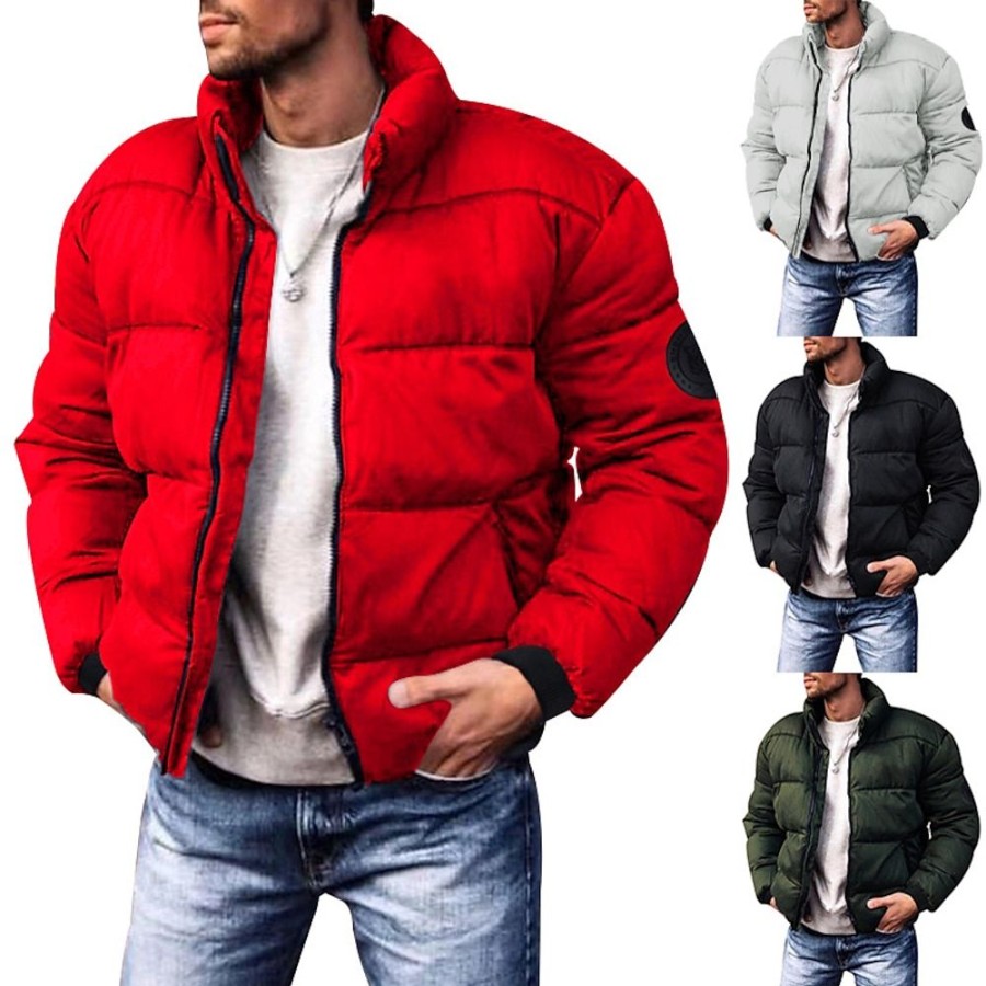 Vetements D'Exterieur Pour Hommes LITB | Homme Manteau D Hiver Veste D Hiver Doudoune Gilet Poche Poche Zippee Sortie Casual Quotidien Randonnee Coupe Vent Chaud Hiver Couleur Monochrome Doudoune