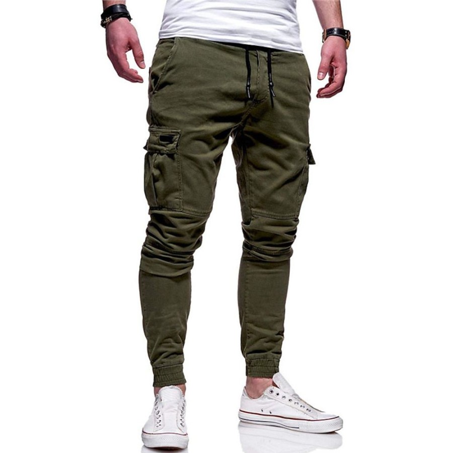 Bas Pour Hommes LITB | Homme Pantalon Cargo Pantalon Cordon Taille Elastique Multi Poche Plein Confort Respirable Casual Du Quotidien Vacances Sportif Mode