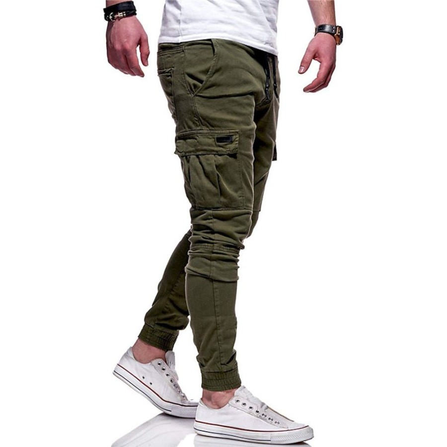 Bas Pour Hommes LITB | Homme Pantalon Cargo Pantalon Cordon Taille Elastique Multi Poche Plein Confort Respirable Casual Du Quotidien Vacances Sportif Mode