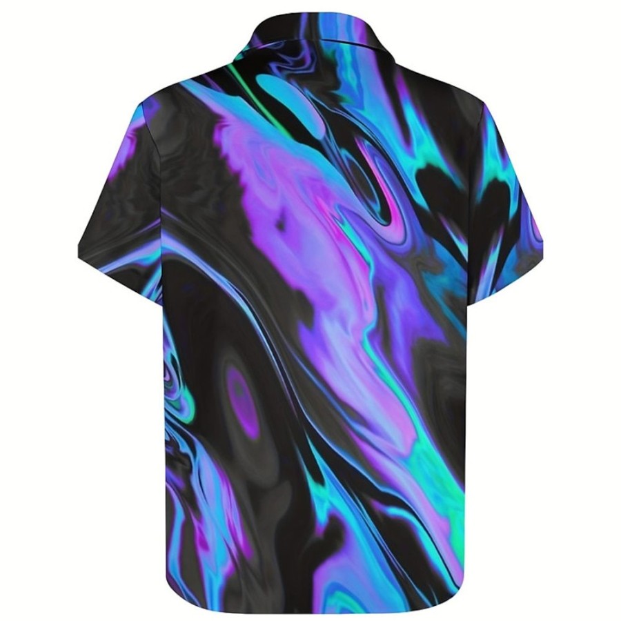 Chemises Pour Hommes LITB | 3D Print Abstrait Homme Chemise Usage Quotidien Sortie Fin De Semaine Automne Col Rabattu Manches Courtes , , S, M, L Tissu Extensible Dans Les 4 Sens Chemise