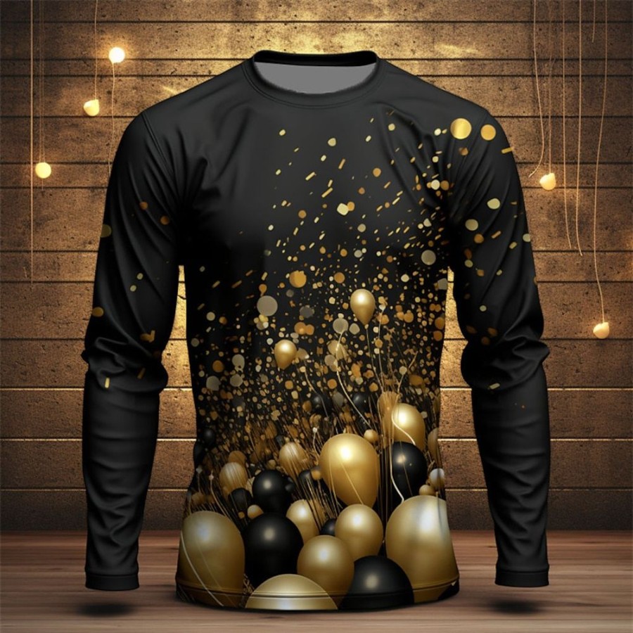 T-Shirts Et Debardeurs Pour Hommes LITB | Graphic Ballon Mode Design Decontractees Homme 3D Effet T Shirt Tee Sport Exterieur Vacances Sortie Nouvel An T-Shirt Manche Longue Col Ras Du Cou Chemise Printemps & Automne Vetement Tenue