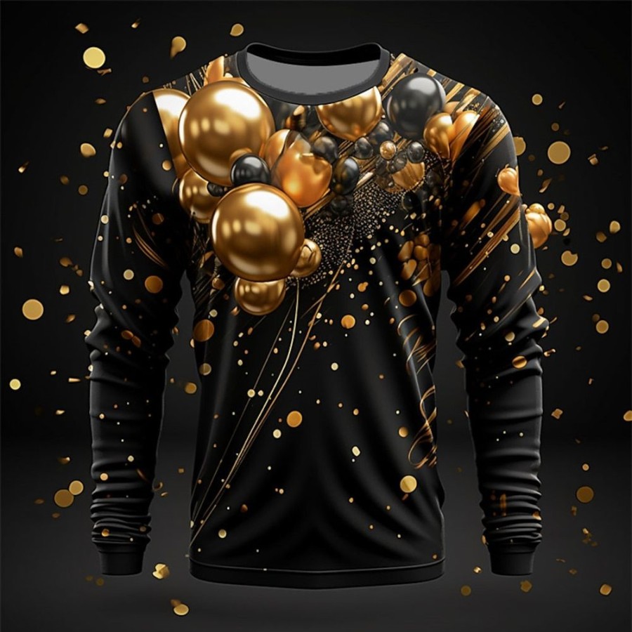 T-Shirts Et Debardeurs Pour Hommes LITB | Graphic Ballon Mode Design Decontractees Homme 3D Effet T Shirt Tee Sport Exterieur Vacances Sortie Nouvel An T-Shirt Manche Longue Col Ras Du Cou Chemise Printemps & Automne Vetement Tenue