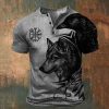 T-Shirts Et Debardeurs Pour Hommes LITB | Graphic Loup Viking Mode Retro Vintage Classique Homme 3D Effet T Shirt Tee Chemise Henley Shirt Sport Exterieur Vacances Sortie T-Shirt Manche Courte Henley Chemise Printemps Ete