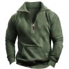 Sweats A Capuche Et Sweat-Shirts LITB | Homme Sweat Shirt Sweat Zippe Demi Fermeture Eclair Plein Poche Sport & Loisir Du Quotidien Vacances Vetement De Rue Basique Decontractees Printemps & Automne Vetement Tenue Pulls Vert Veronese