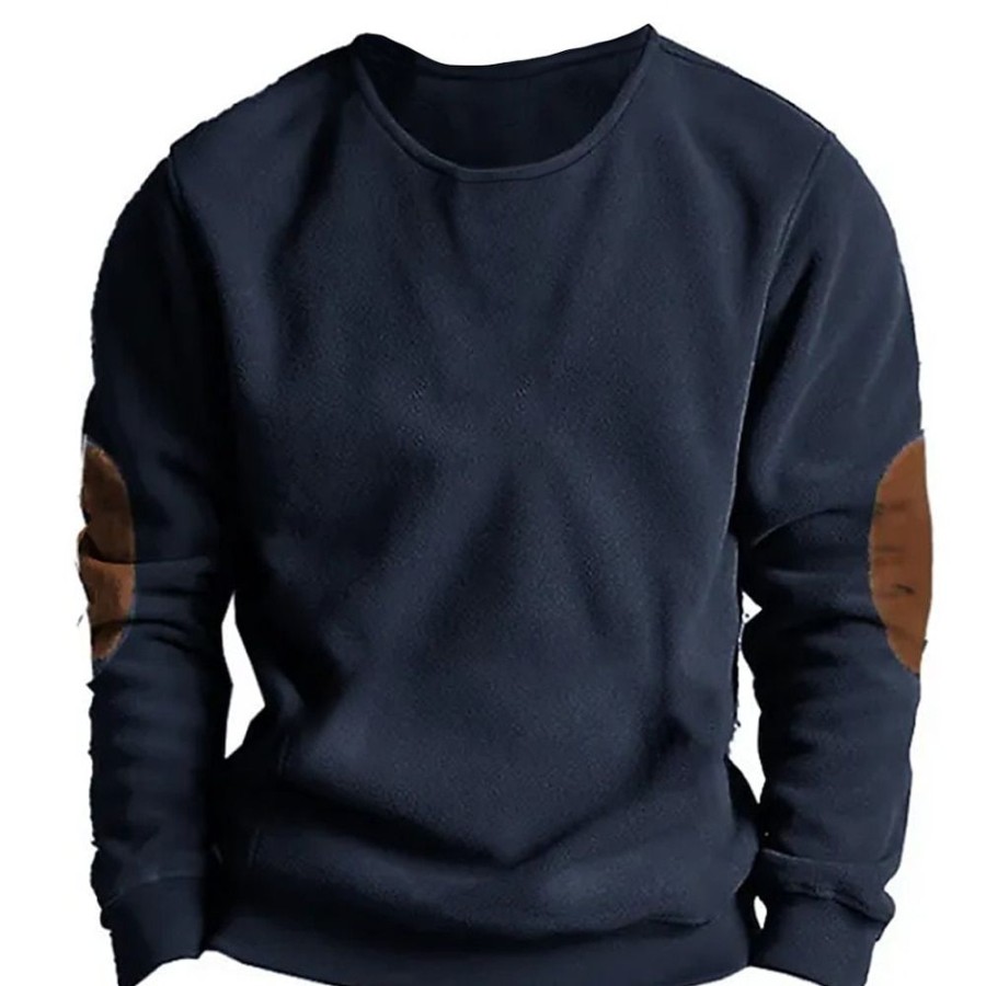 Sweats A Capuche Et Sweat-Shirts LITB | Homme Sweat Shirt Sweat-Shirt Quart De Fermeture Eclair Demi Fermeture Eclair Bloc De Couleur Patchwork Sport & Loisir Du Quotidien Vacances Vetement De Rue Basique Decontractees Bleu Marine