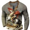 T-Shirts Et Debardeurs Pour Hommes LITB | Graphic Cheval Design Retro Vintage Decontractees Homme 3D Effet Chemise Henley Shirt T-Shirt Gaufre Sport Exterieur Vacances Festival T-Shirt Manche Longue Henley Chemise Printemps