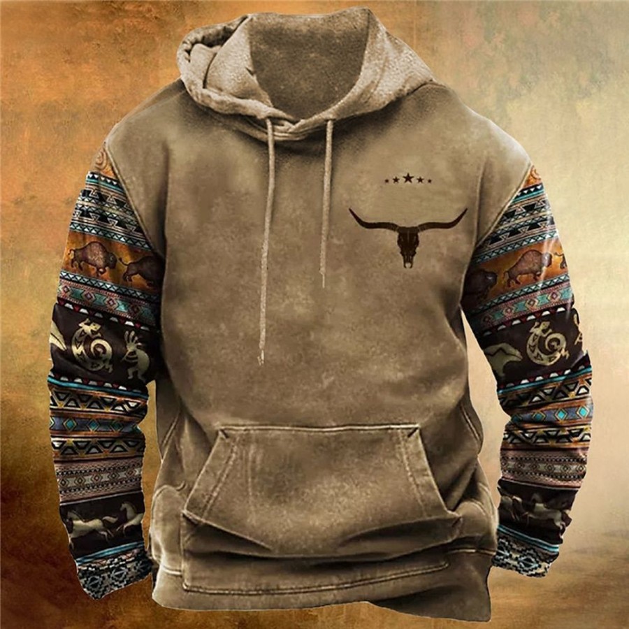 Sweats A Capuche Et Sweat-Shirts LITB | Homme Sweat A Capuche Blanc Capuche Animal Style Boheme Imprimes Photos Imprimer Du Quotidien Des Sports 3D Effet Vetement De Rue Design Basique Printemps & Automne