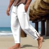 Bas Pour Hommes LITB | Homme Pantalon En Lin Pantalon Pantalon Ete Pantalon De Plage Bouton Cordon Taille Elastique Plein Confort Respirable Toute La Longueur Casual Du Quotidien Vacances Melange De Lin & Coton Mode Style