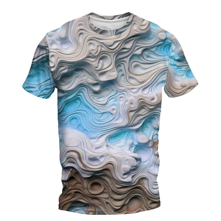 T-Shirts Et Debardeurs Pour Hommes LITB | Graphic Vagues Du Quotidien Design Retro Vintage Homme 3D Effet T Shirt Tee Sport Exterieur Vacances Sortie T-Shirt Manche Courte Col Ras Du Cou Chemise Printemps Ete Vetement Tenue