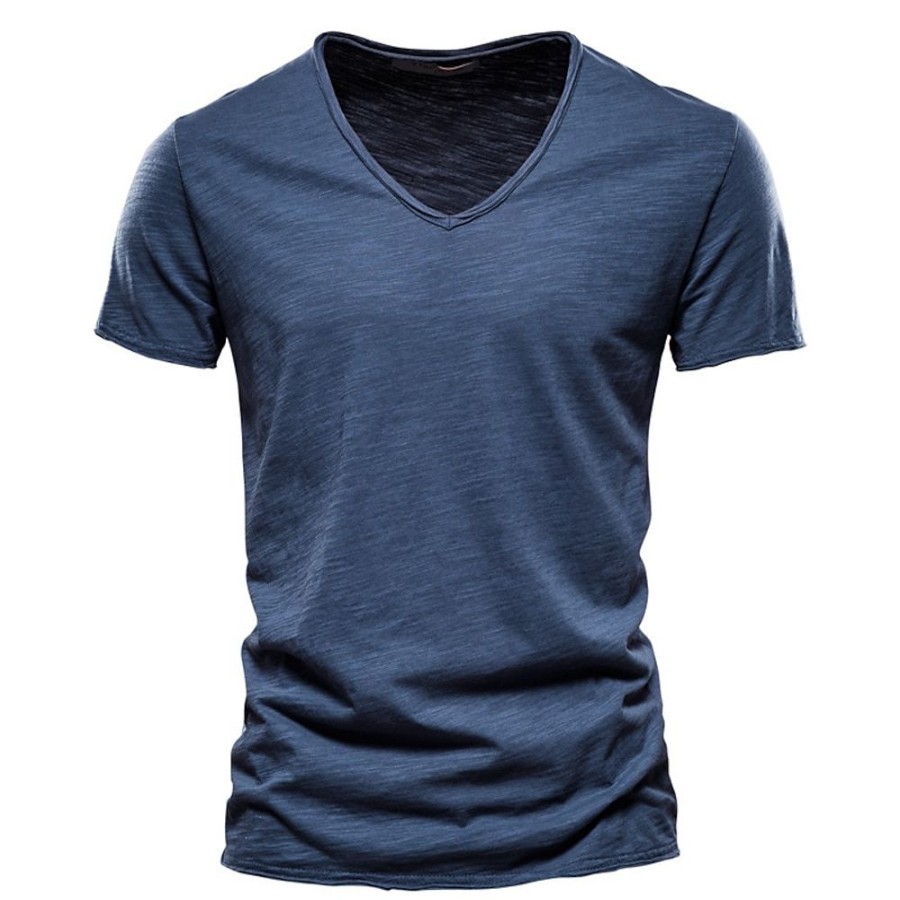 T-Shirts Et Debardeurs Pour Hommes LITB | Tee T Shirt Tee Chemise Homme Graphic Couleur Pleine Normal Col V Manches Courtes Gris Clair Gris Fonce Du Quotidien Mince Polyester Basique Vetement De Rue / Ete / Printemps / Ete