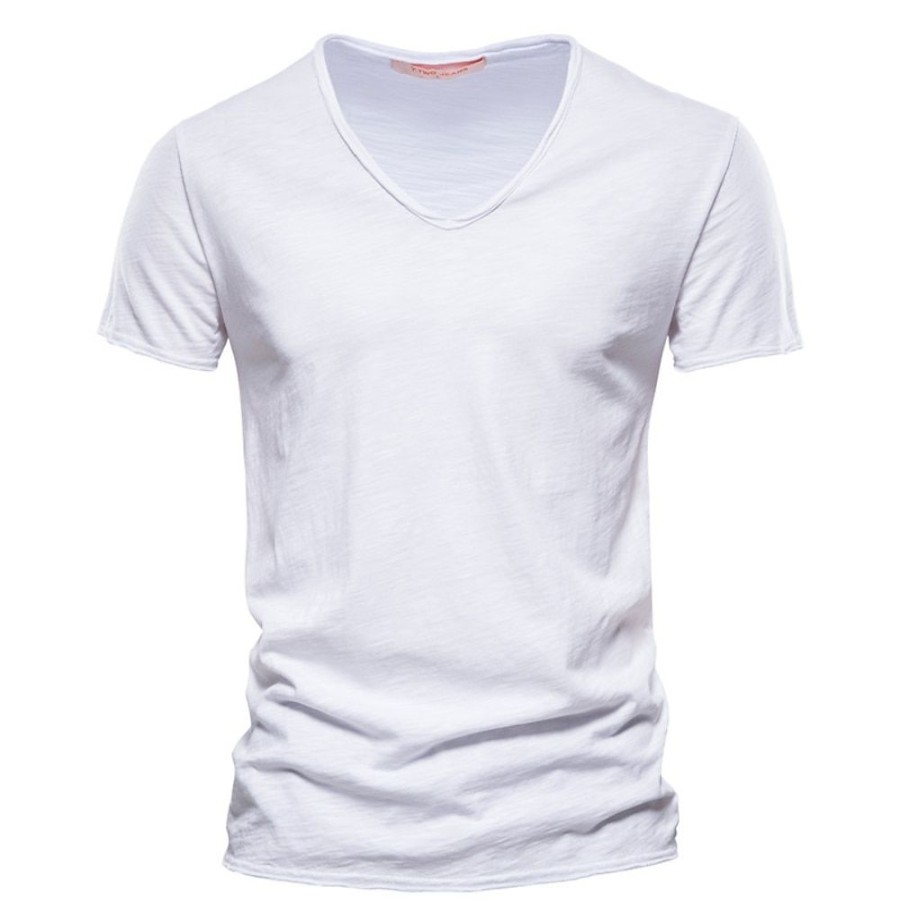 T-Shirts Et Debardeurs Pour Hommes LITB | Tee T Shirt Tee Chemise Homme Graphic Couleur Pleine Normal Col V Manches Courtes Gris Clair Gris Fonce Du Quotidien Mince Polyester Basique Vetement De Rue / Ete / Printemps / Ete