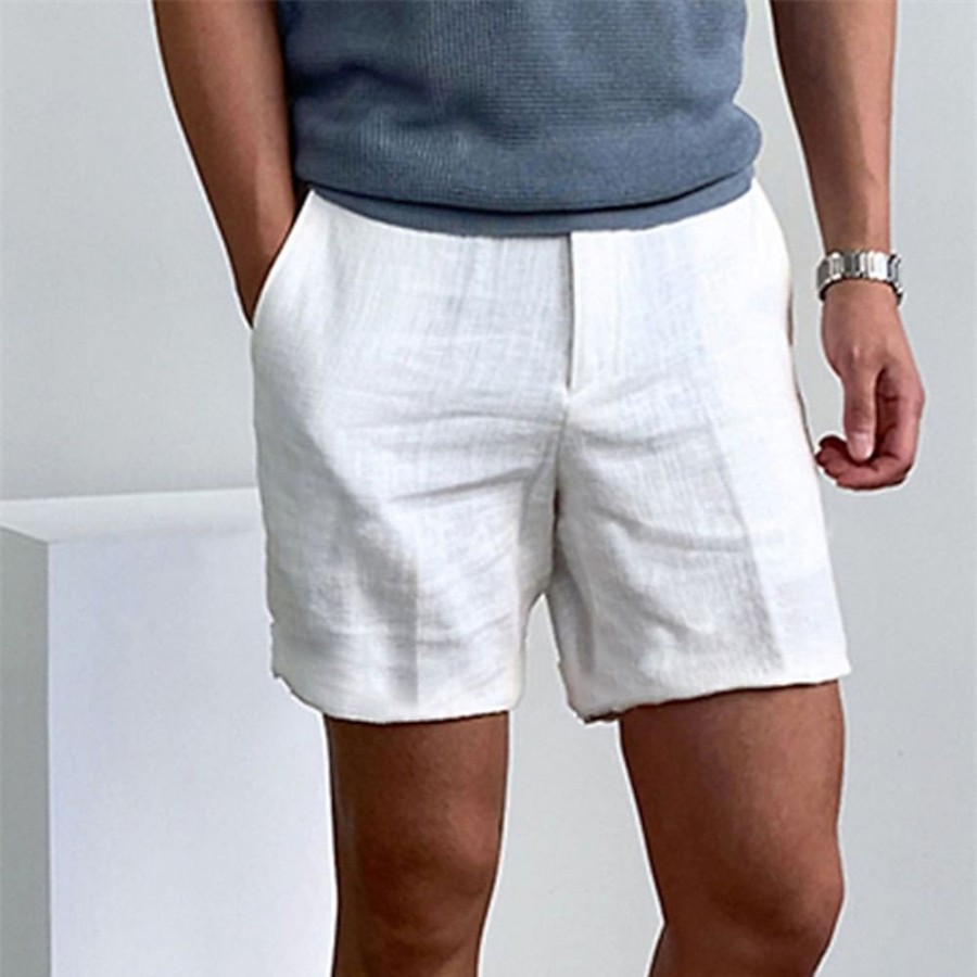 Boutique De Linge LITB | Homme Short Short En Lin Short D Ete Short De Plage Zippe Plein Confort Respirable Court Exterieur Du Quotidien Vetement De Rue Melange De Lin & Coton Mode Decontractees Non Elastique