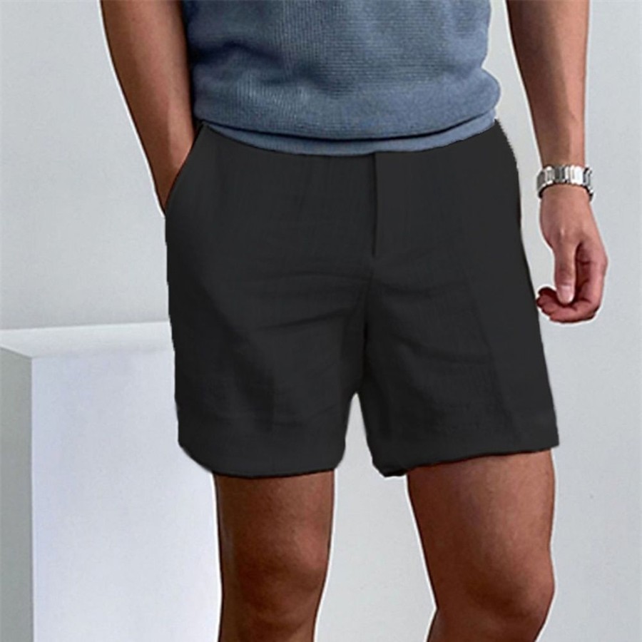 Boutique De Linge LITB | Homme Short Short En Lin Short D Ete Short De Plage Zippe Plein Confort Respirable Court Exterieur Du Quotidien Vetement De Rue Melange De Lin & Coton Mode Decontractees Non Elastique