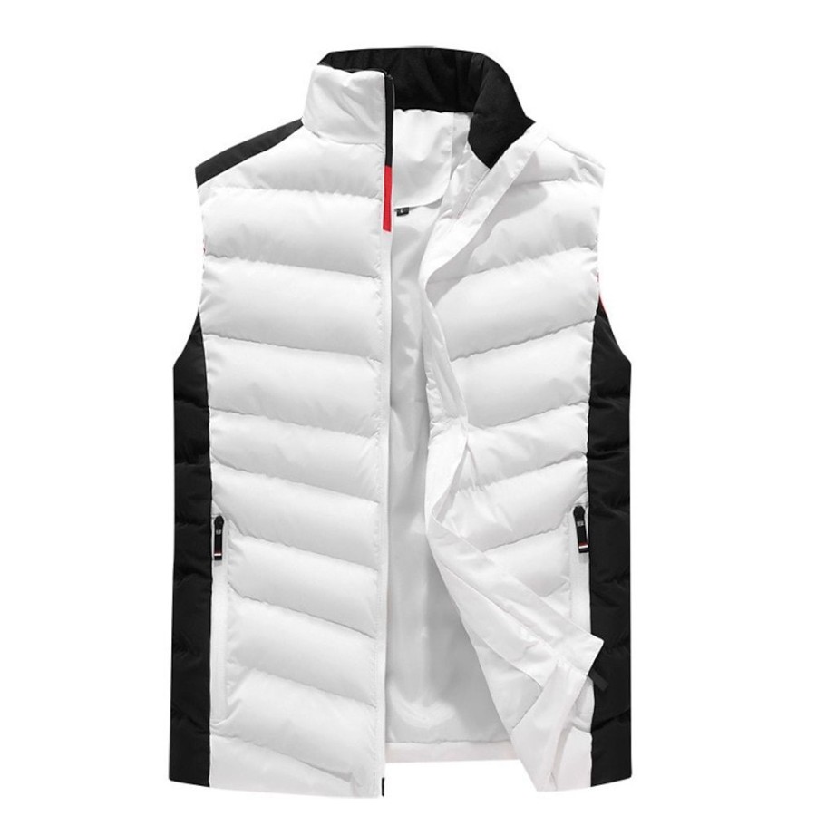 Vetements D'Exterieur Pour Hommes LITB | Homme Manteau D Hiver Gilet Matelasse Zippe Poche Polyester Poche Exterieur Rendez-Vous Casual Quotidien Normal Mode Decontractees Chaud Hiver Bloc De Couleur Doudoune